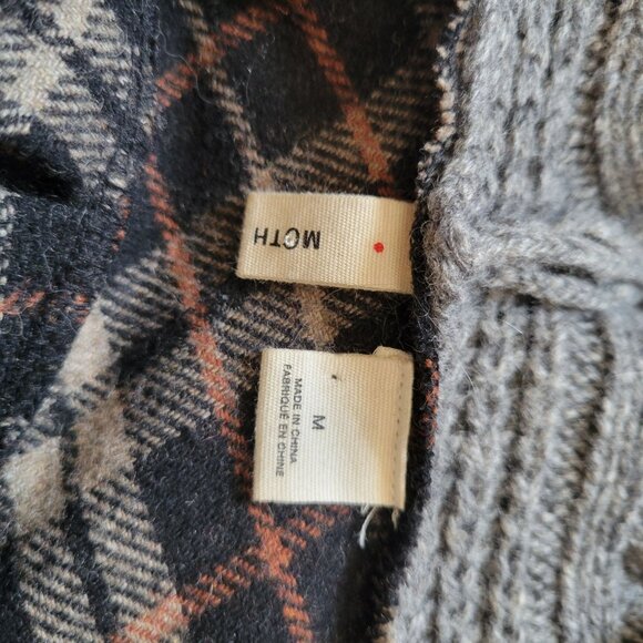 Moth Anthropologie Womens Plaid Wool Blend Zip-Up Hooded Cardigan Jacket With Po - Picture 5 of 11